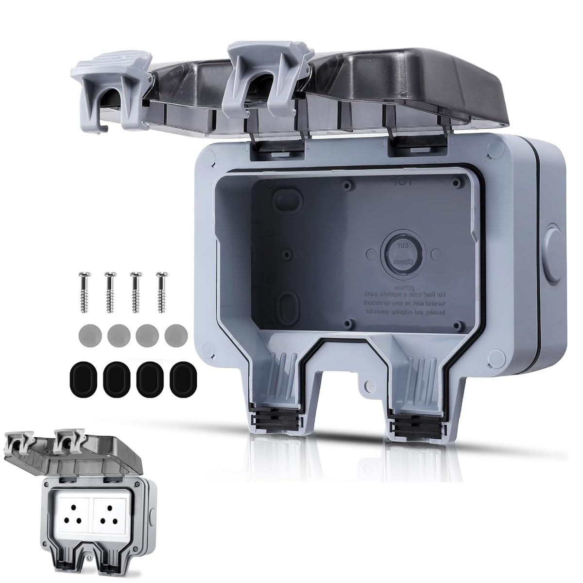 Serplex Waterproof Cover for Duplex Outlet Outdoor Electric Switch Socket Cover Double Socket Switch Cover with Flip Up Lid Universal Duplex Receptacle Waterproof Cover for 86mm×146mm Faceplate Serplex Waterproof Cover for Duplex Outlet Outdoor Electric Switch Socket Cover Double Socket Switch Cover with Flip Up Lid Universal Duplex Receptacle Waterproof Cover for 86mm×146mm Faceplate